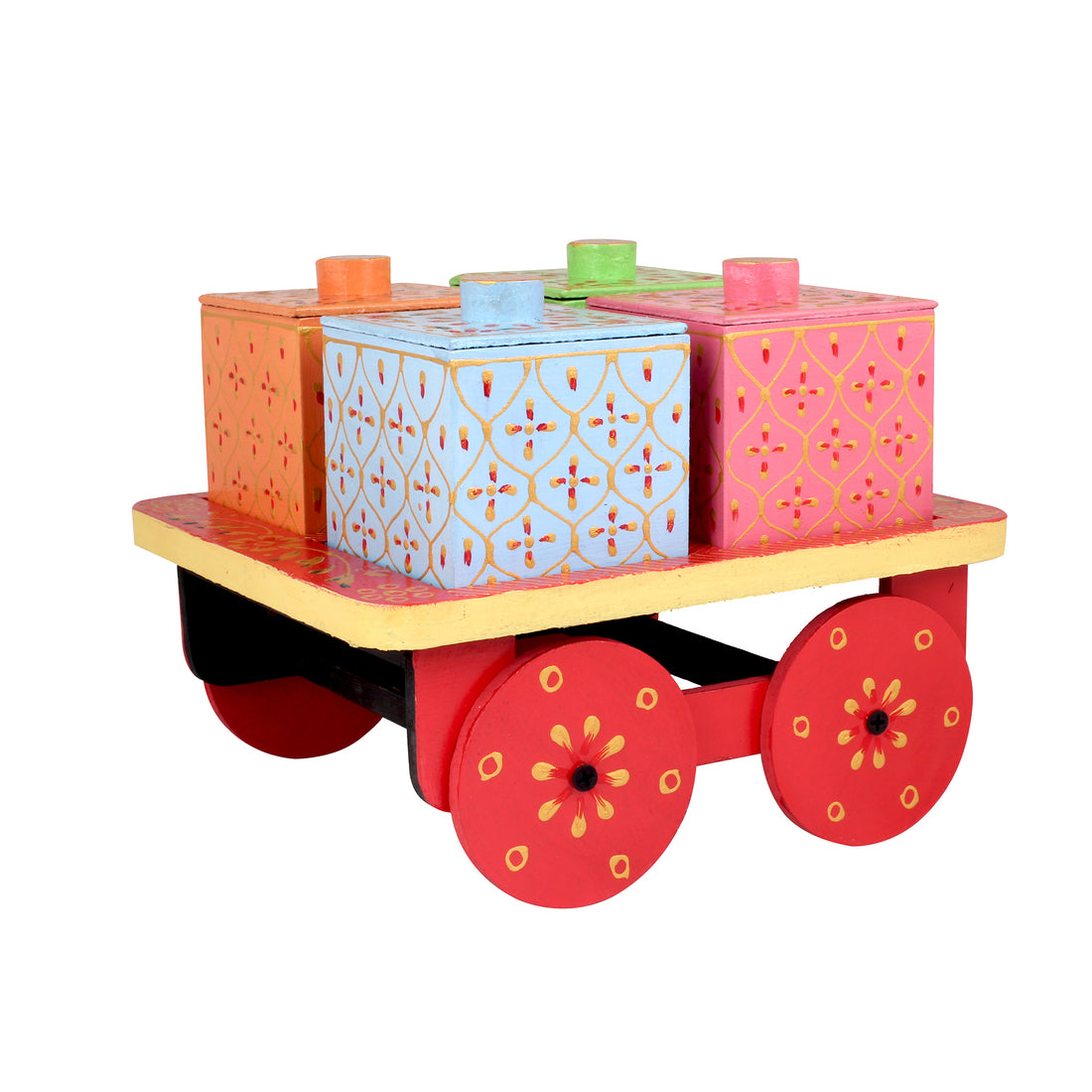 Colourful Dry fruit Tray on wheels